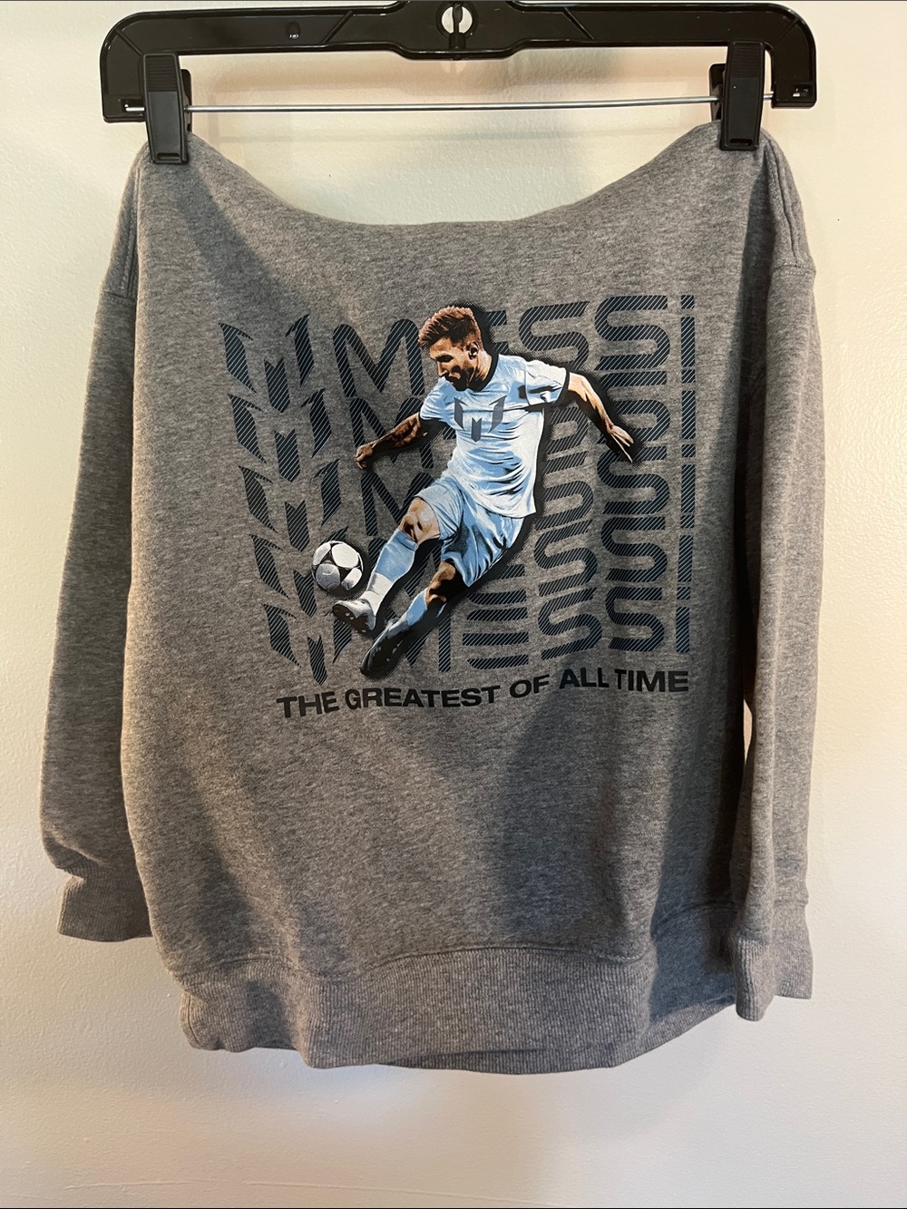 Gray Kids' Soccer Graphic Sweatshirt - Messi Design